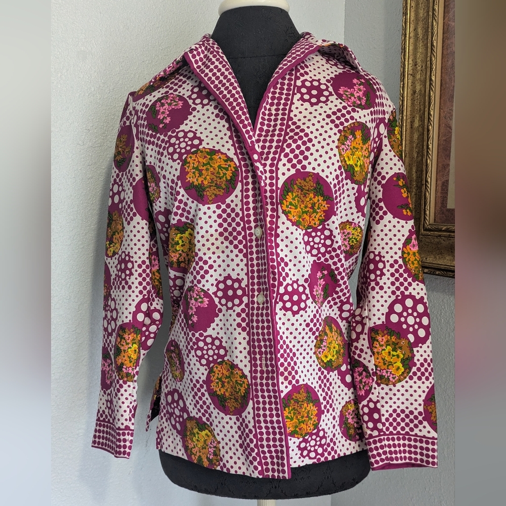Alex Coleman Dagger Collar Psychedelic 1970's Blouse
